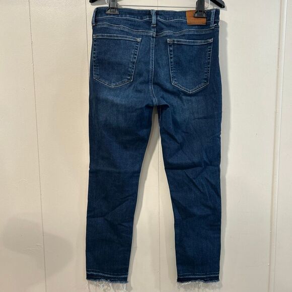 Lucky Brand 10/30 Ankle Skinny Jeans Dark Wash Raw Hem Denim Stretch Mid Rise - Picture 2 of 7